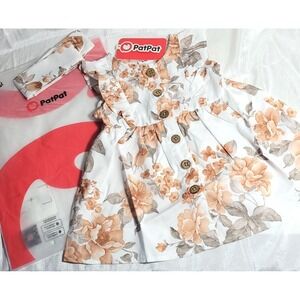 PatPat Baby Short Flutter Sleeve Floral Dress - Light Brown / White - 6-9 Months